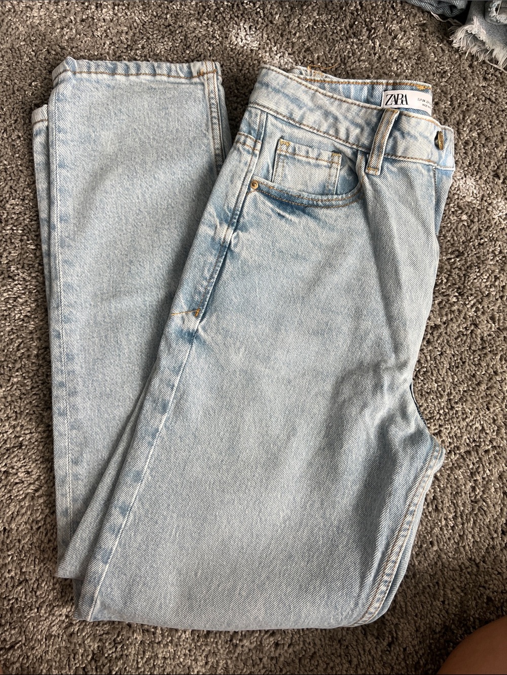 Zara Light Blue High-Rise Straight Jeans